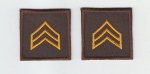 SGT Sergeant Chevron DARK GOLD on BROWN 1.5" LARGE collar patches
